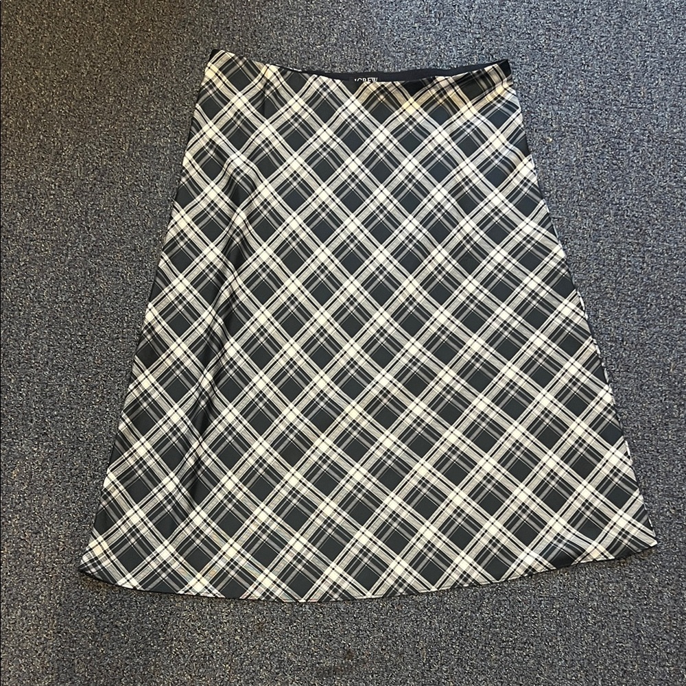 J Crew Black and White Plaid A-Line Skirt - Picture 2 of 6